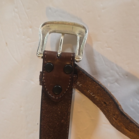 Mens Brown Premium Leather Woven Silver western and Silver Buckle Belt Sz.L/XL - Picture 9 of 15
